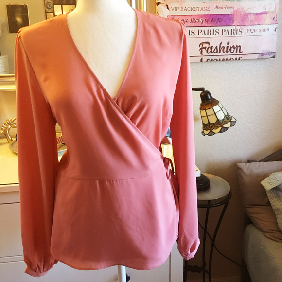 ROSE & OLIVE Long Sleeve Wrap Blouse, Size L - Picture 8 of 8